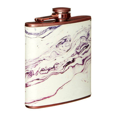 Auden Marble Effect Rose Gold Hip Flask