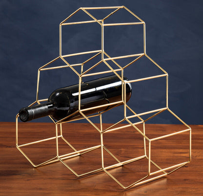 Vertex 6 Bottle Gold Finish Wine Rack