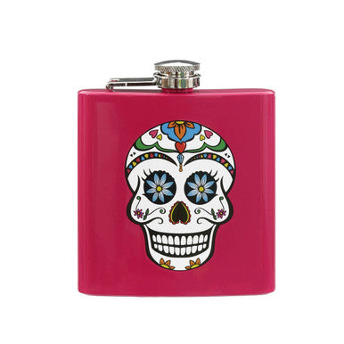 Auden Pink Hip Flask Skull Design