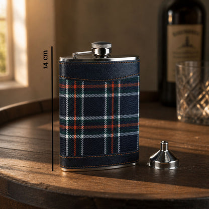 Blue Tartan Hip Flask