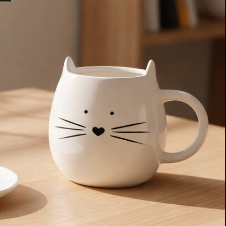 Ivory Cat Mug And Coaster
