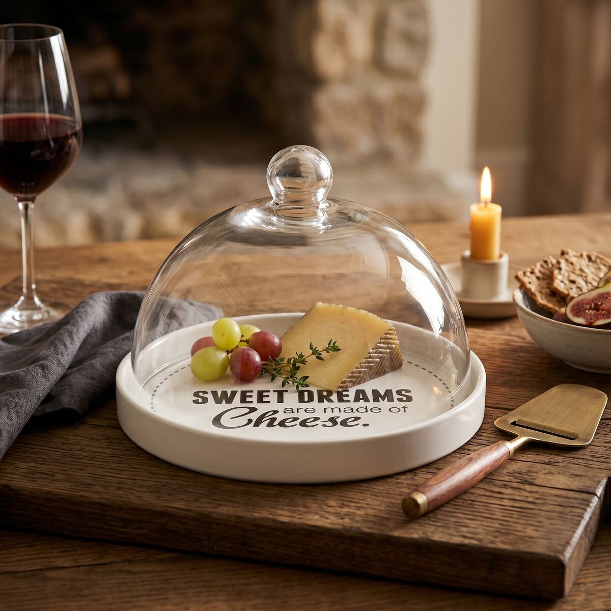 Pun And Games Cheese Board With Glass Dome