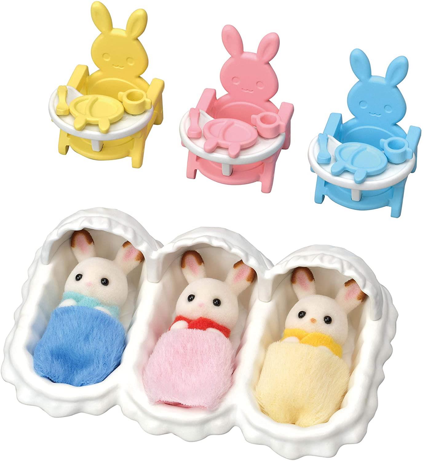 Sylvanian Families Chocolate Rabbit Triplets Care Set for Age 3 and Up