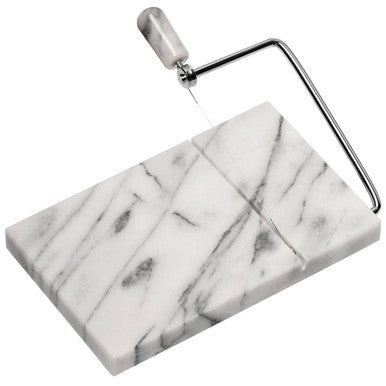Salerno White Marble Cheese Board with Wire Cutter