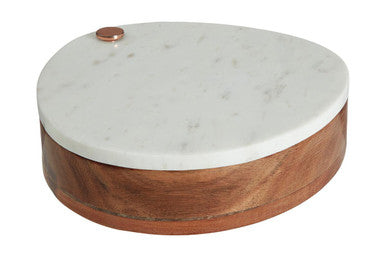 Monzaro White Marble And Wood Cheese Board and Knife Set