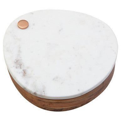 Monzaro White Marble And Wood Cheese Board and Knife Set