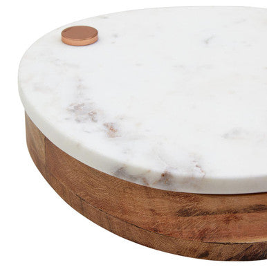 Monzaro White Marble And Wood Cheese Board and Knife Set