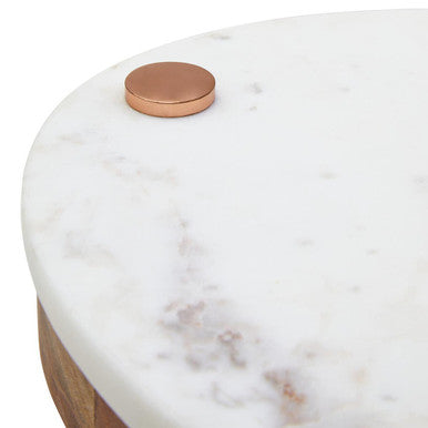 Monzaro White Marble And Wood Cheese Board and Knife Set