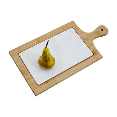 Monzaro White Marble And Bamboo Cheese Board