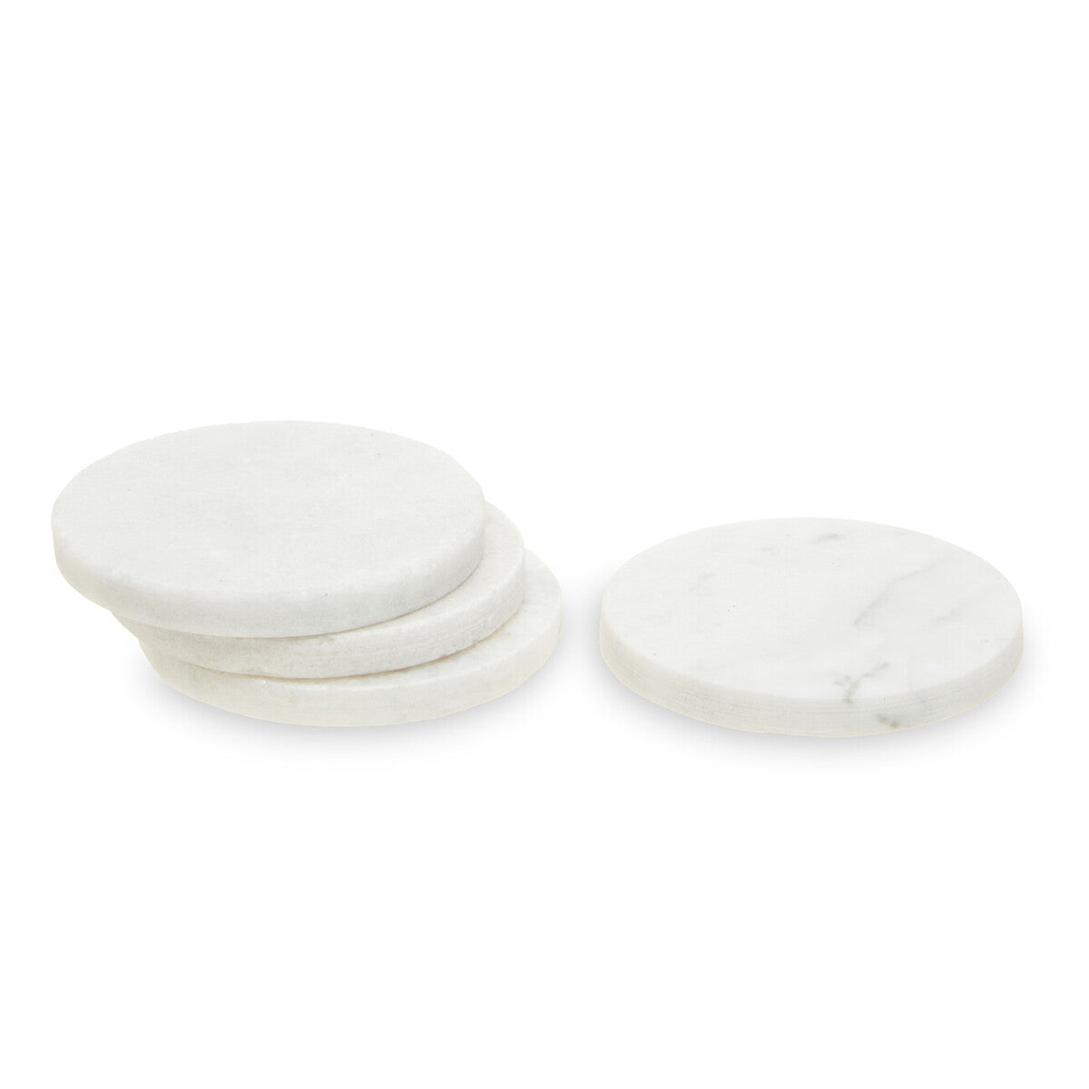 Set of 4 White Marble Round Coasters | Kindia