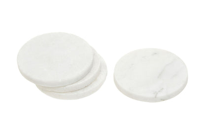 Set of 4 White Marble Round Coasters | Kindia