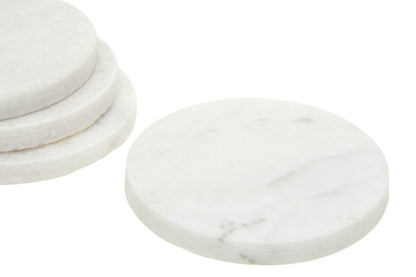 Set of 4 White Marble Round Coasters | Kindia