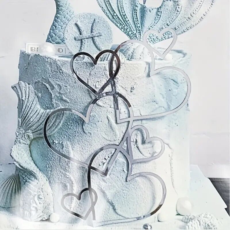 Elegant 7-Heart Cake Topper, Wedding Cake Decoration