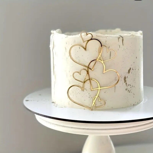 Elegant 7-Heart Cake Topper, Wedding Cake Decoration