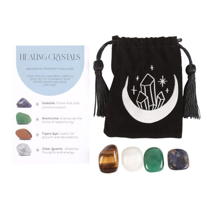 Abundance - Prosperity - Success - Healing Crystal Set with Moon Trinket Dish