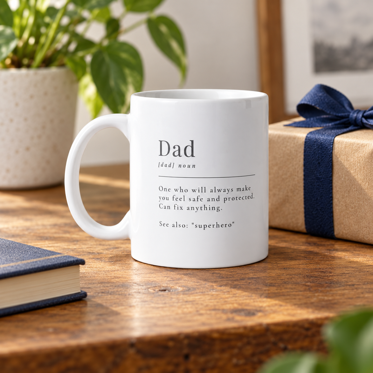 11oz white ceramic mug with 'Dad' definition quote and centered printed text