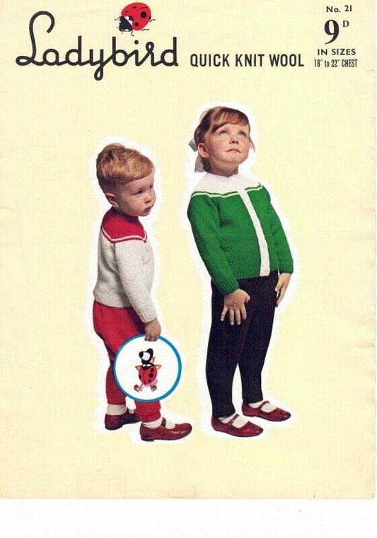 Vintage Ladybird Knitting Pattern 21 - Cardigan & Sweater