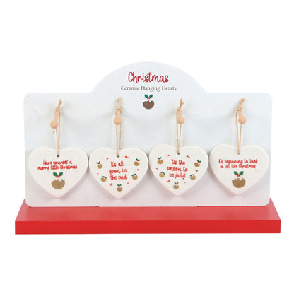 Christmas Pudding Ceramic Hearts