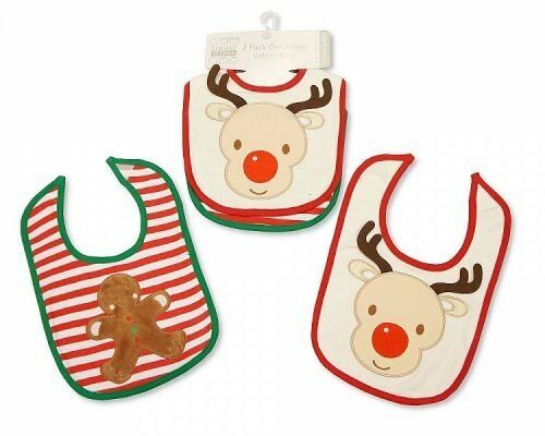 Baby Christmas Cotton Bibs - 2 Pack - Reindeer