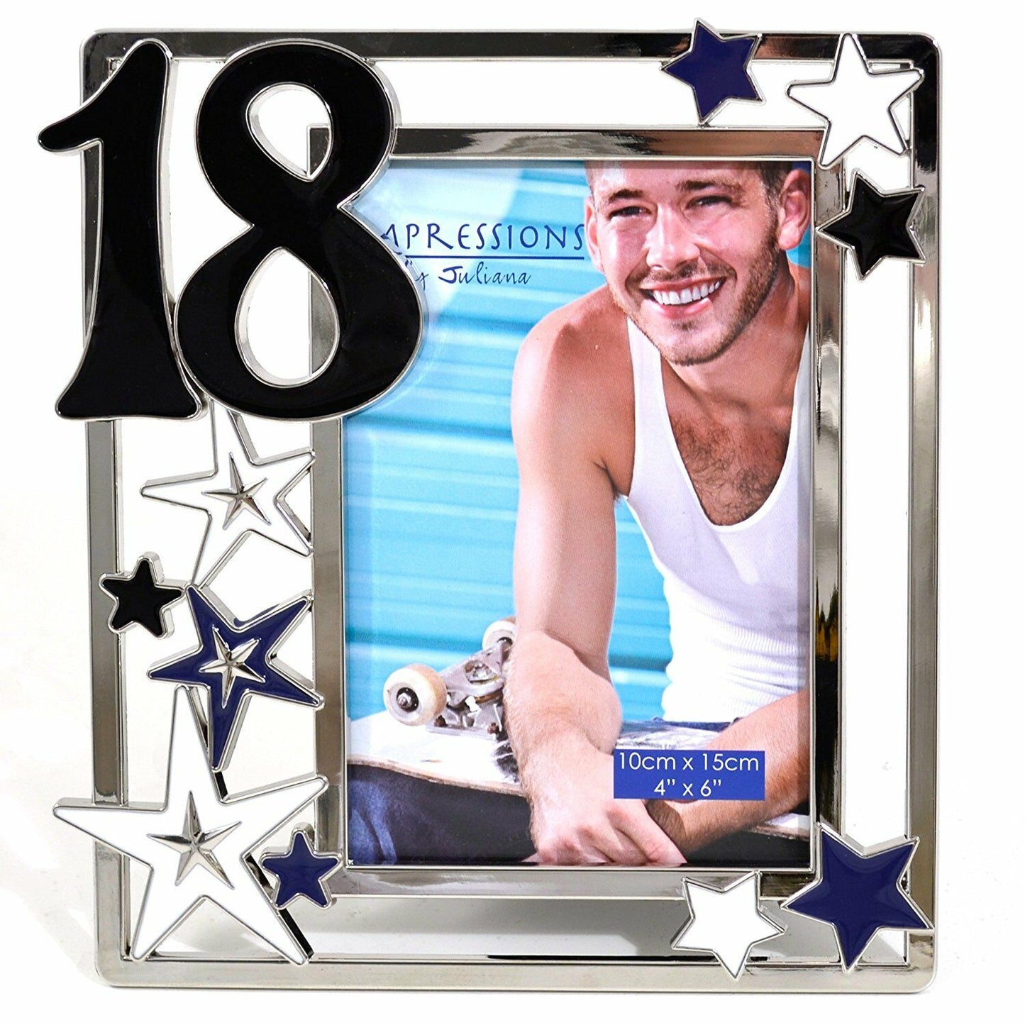 Silverplated & Epoxy '18' Photo Frame by Juliana 4" x 6"
