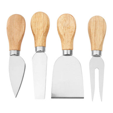 Soka Rubberwood 4pc Cheese Knife Set Wit