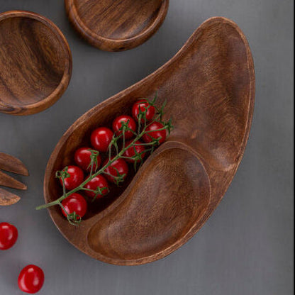 Kora Acacia Two Section Bean Shaped Dish