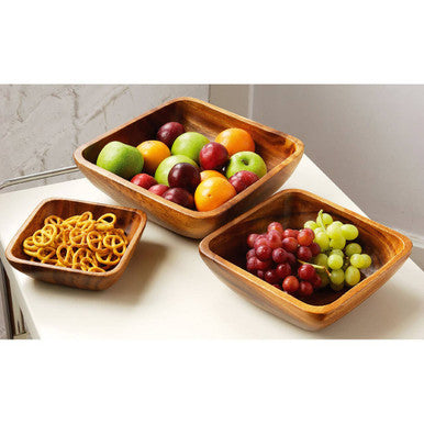 Kora Acacia Large Square Serving Bowl