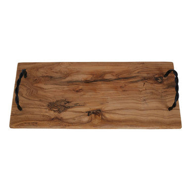 Kora Rectangular Olive Wood Platter With Side Handles