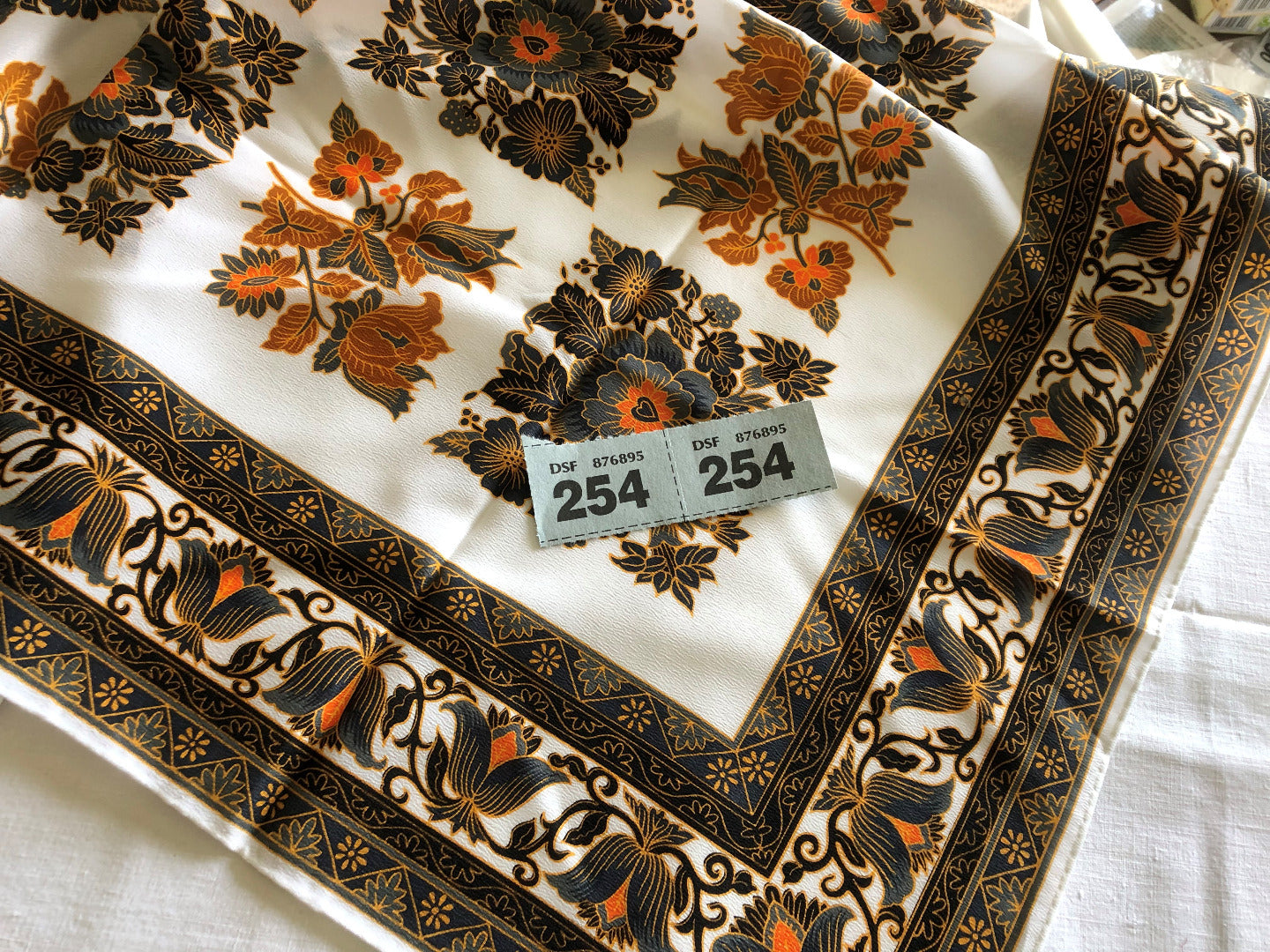 Vintage Ladies Head Square / Scarf - Hand Printed