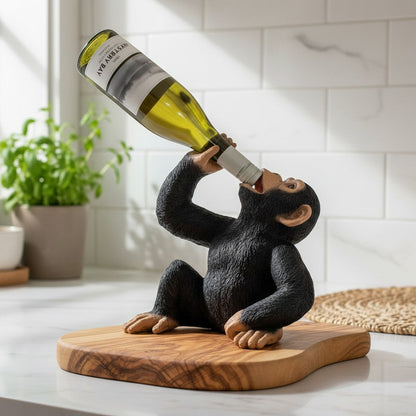 Monkey Bottle Holder on Olive Wood Base