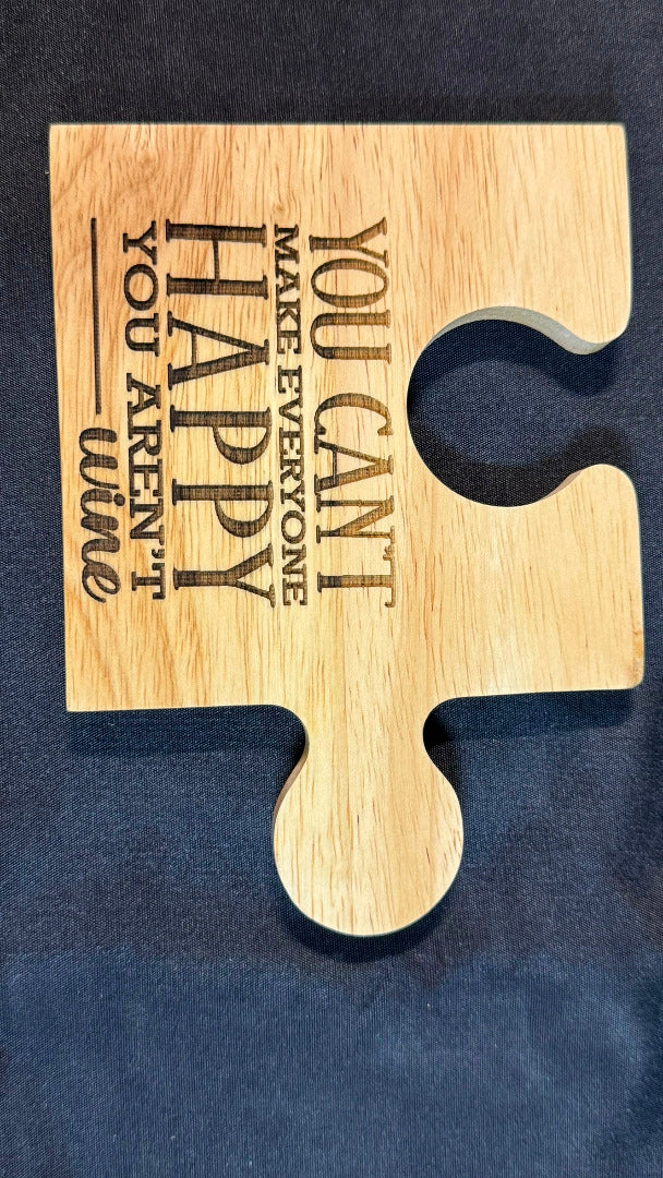 Set 4 Wine Themed Rubberwood Jigsaw Coasters