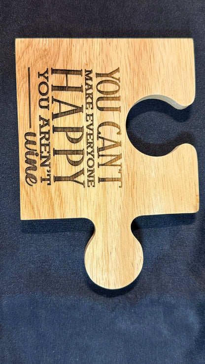 Set 4 Wine Themed Rubberwood Jigsaw Coasters