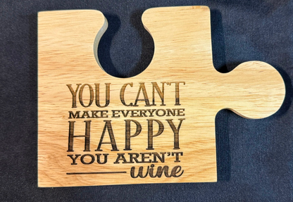 Set 4 Wine Themed Rubberwood Jigsaw Coasters