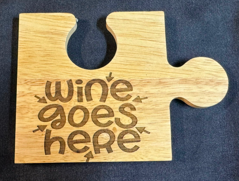Set 4 Wine Themed Rubberwood Jigsaw Coasters