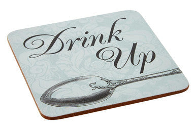 Set Of Four 'Drink Up' Cork Coasters