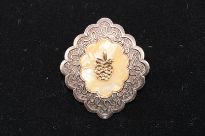 Vintage Silver Scarf Ring with Mother of Pearl Inlay