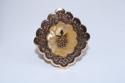 Vintage Silver Scarf Ring with Mother of Pearl Inlay