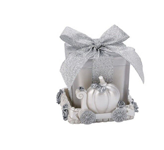 Glass candle holder with coach design base