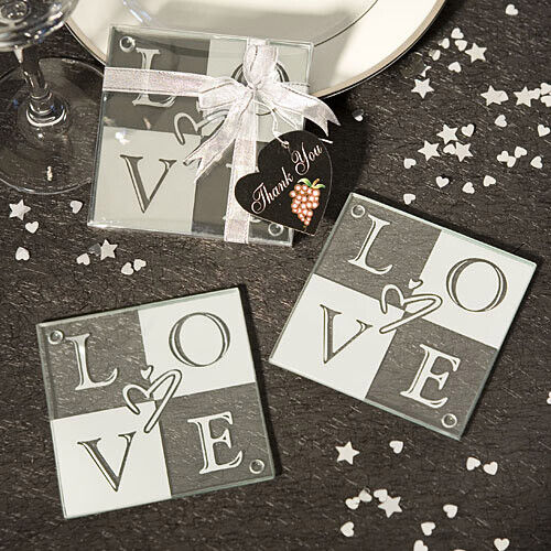 LOVE Glass Coasters, Set of 2