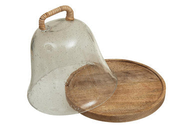 Garner Glass Cheese Dome With Mango Wood Base
