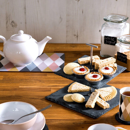 Slate 2 Tier Square Cake Stand
