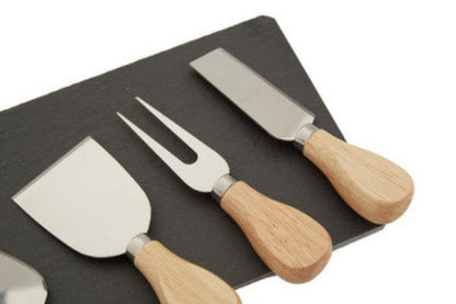 Carter Slate Board And 4 Piece Cheese Knife Set