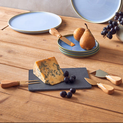 Carter Slate Board And 4 Piece Cheese Knife Set In Gold Finish