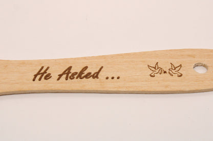 Personalised Wooden Engagement Wedding Spatula - 'He Asked .. She Said Yes'