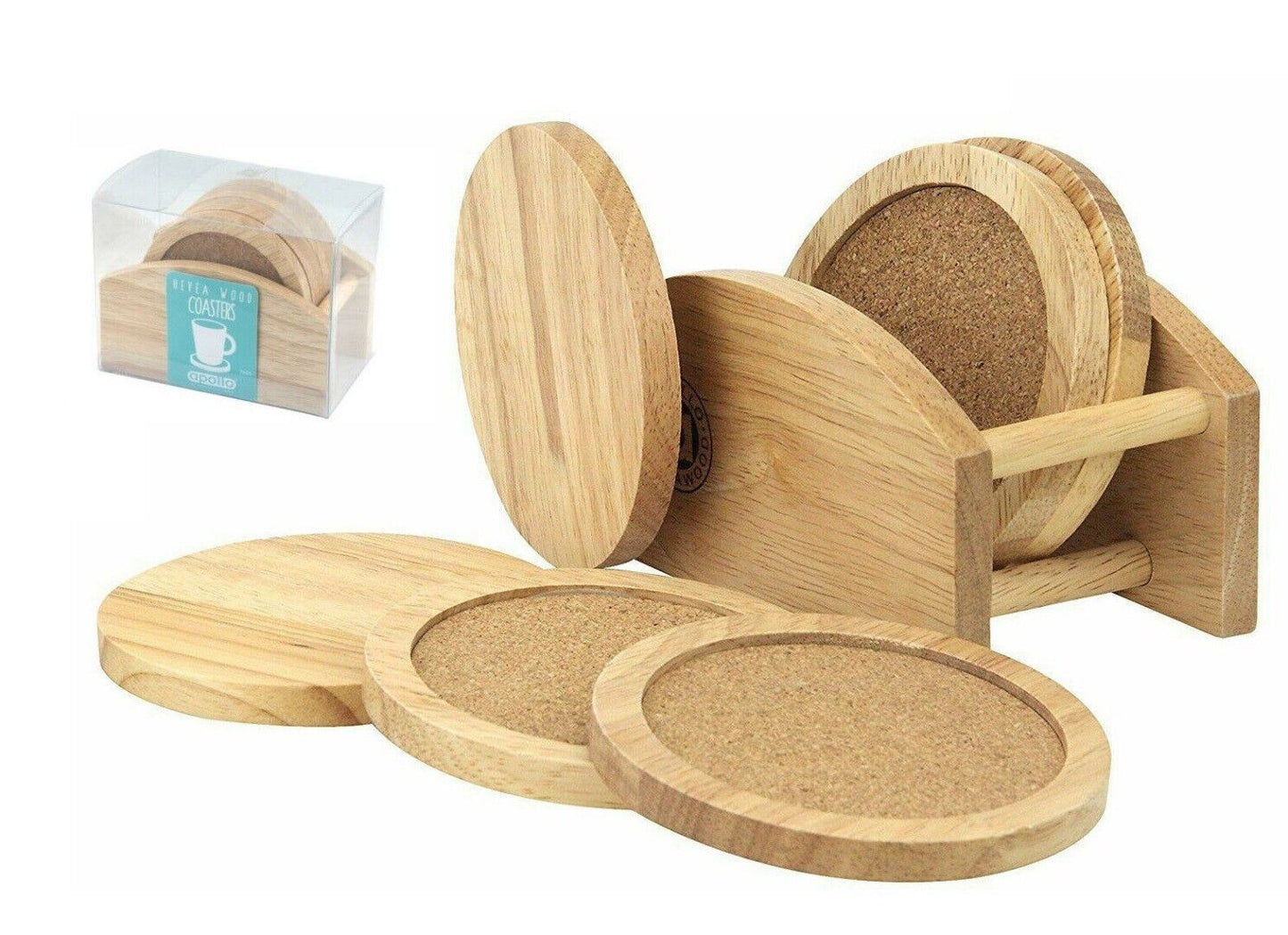 Personalised Rubberwood Coaster Set with Stand