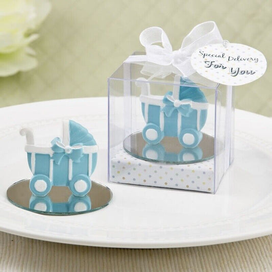 Baby Carriage, Stroller Design Favor With A Round Glass Mirror Bottom Base