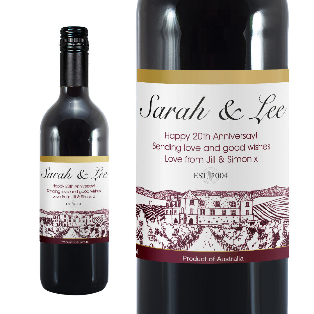 Personalised 'Free Text' Vineyard Bottle of Red Wine