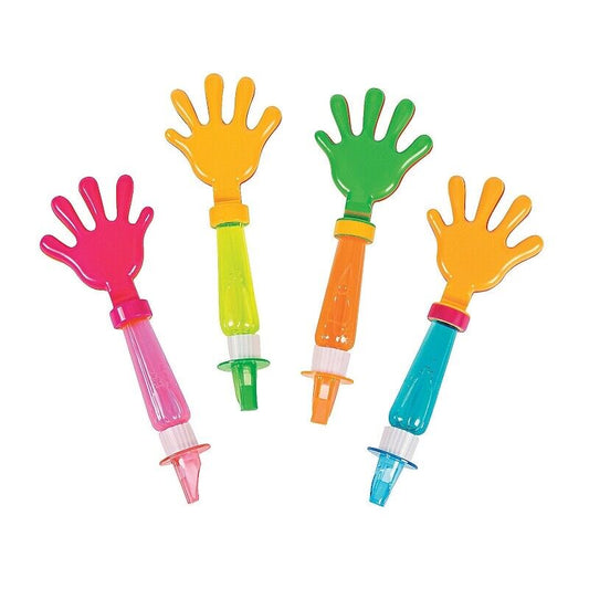 Pk 4 Hand Clapper Whistle Bubble Wands - Party Bag Fillers