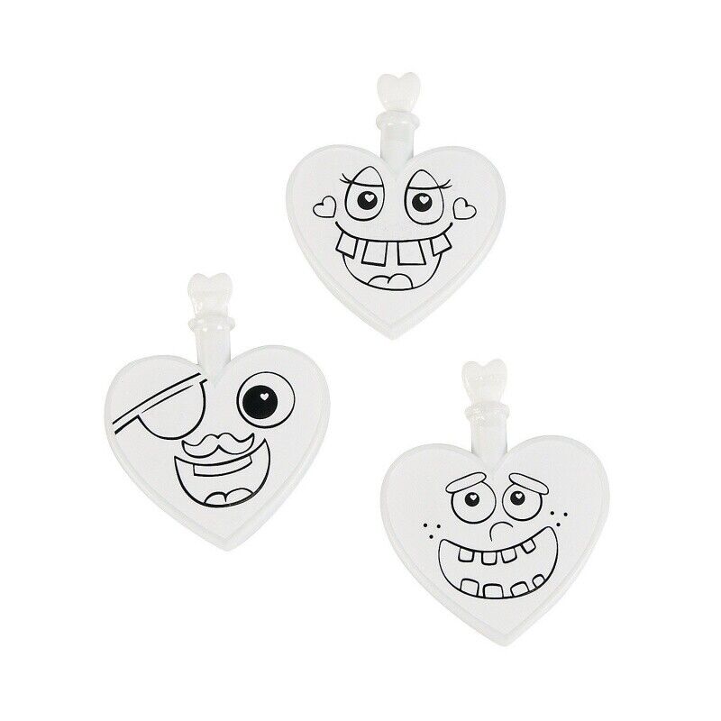 Colour Your Own Heart Bubble Bottles ~ Pack 24