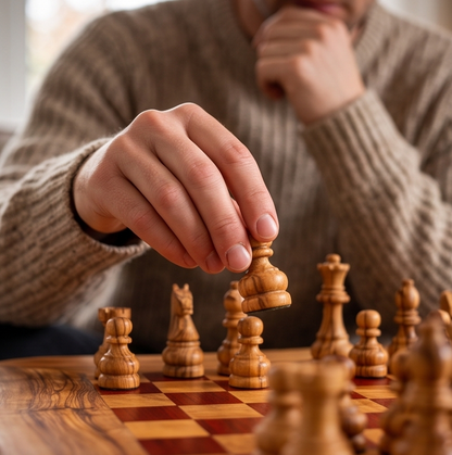 Olive Wood Handcrafted Rustic Shaped Wooden Chess Board Set With Pieces